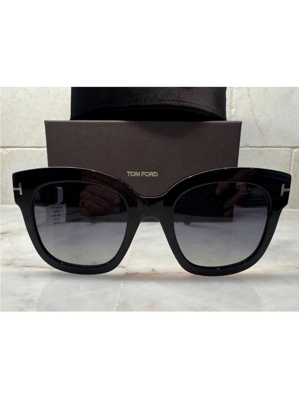 Tom Ford FT0613 Shiny Black Oversized Sunglasses 52mm New w/ Box Case Tags Italy